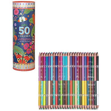eeBoo Double-Sided Colored Pencils 25-Piece Foil Design Storage Tube Artist-Quality