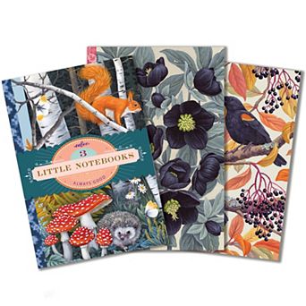 eeBoo Vasilia Little Notebooks 3-Pack Nature Themed Pocket Journals 64 Pages Each