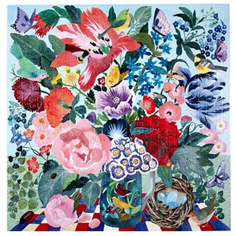 eeBoo Piece & Love Spring Bouquet 1000 pc Jigsaw Puzzle Square