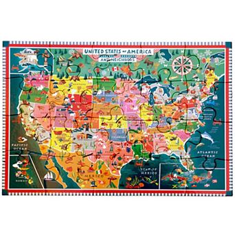 eeBoo USA Map 20 pc Educational Geography Jigsaw Puzzle