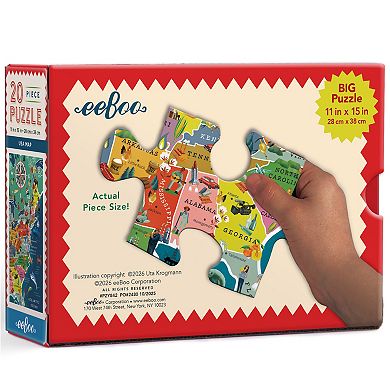 eeBoo USA Map 20-Piece Educational Geography Jigsaw Puzzle