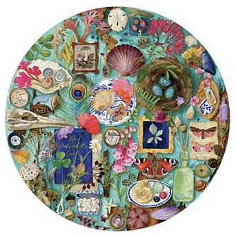 eeBoo Collecting Nature 500 pc Round Jigsaw Puzzle Includes Image Reference Insert