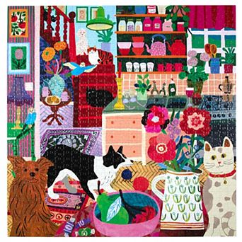 eeBoo Pets in the Kitchen 1000 pc Jigsaw Puzzle Glossy High-Quality Pieces
