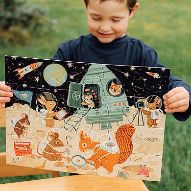 eeBoo Space Exploration 20-Piece Jigsaw Puzzle Oversized Glossy High-Quality Pieces