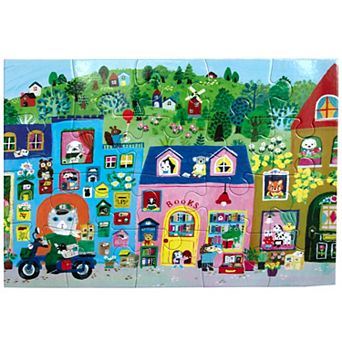 eeBoo Yumi's Village 20 pc Jigsaw Puzzle Oversized Pieces Whimsical Animal Characters