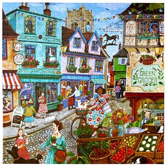 eeBoo Village by the Sea 1000 pc Jigsaw Puzzle Charming Coastal Town Scene