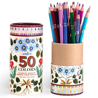 eeBoo Double-Sided Colored Pencils 25 pc Floral Storage Tube Artist-Quality