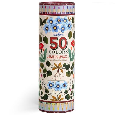 eeBoo Double-Sided Colored Pencils 25-Piece Floral Storage Tube Artist-Quality