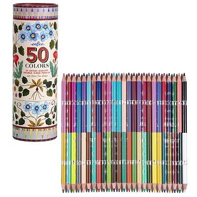 eeBoo Double-Sided Colored Pencils 25-Piece Floral Storage Tube Artist-Quality