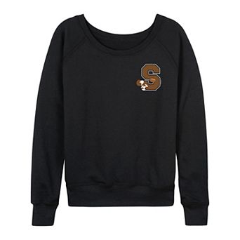 Women's Peanut Snoopy Collegiate Football Letter French Terry Long Sleeve Tee