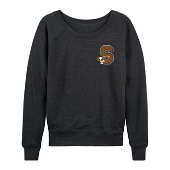 Women's Peanut Snoopy Collegiate Football Letter French Terry Long Sleeve Tee
