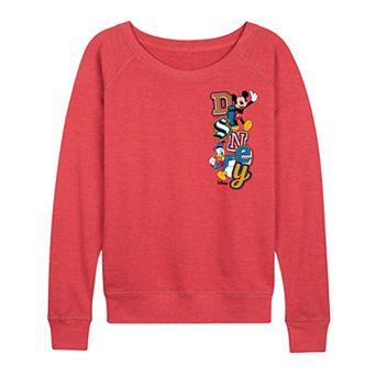 Women's Disney's Mickey & Donald Patch Logo French Terry Long Sleeve Tee