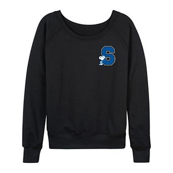 Women's Peanuts Snoopy Collegiate Letter French Terry Long Sleeve Tee