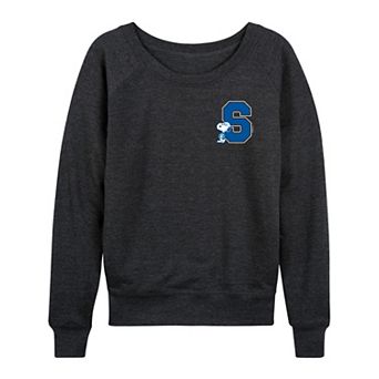Women's Peanuts Snoopy Collegiate Letter French Terry Long Sleeve Tee