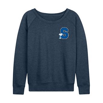 Women's Peanuts Snoopy Collegiate Letter French Terry Long Sleeve Tee