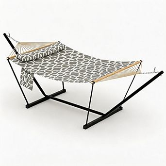 Heavy Duty Double Hammock with Adjustable Steel Stand, Portable 2-Person Hammock for Patio