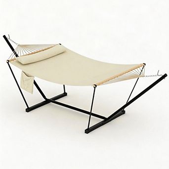 Heavy Duty Double Hammock with Adjustable Steel Stand, Portable 2-Person Hammock for Patio