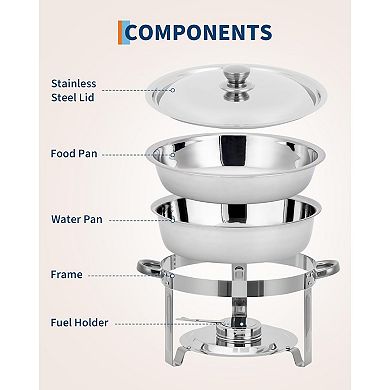 4 Pack Chafing Dishes for Buffet, 5 QT Round Buffet Servers and Food Warmer Set with Lid