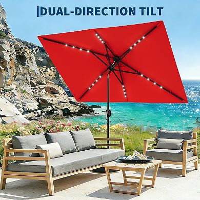 Outdoor Patio Umbrella with Crank & Push-Button Tilt, 6 Durable Ribs, for Garden, Deck, Pool, Lawn