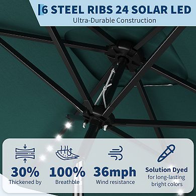 Outdoor Patio Umbrella with Crank & Push-Button Tilt, 6 Durable Ribs, for Garden, Deck, Pool, Lawn