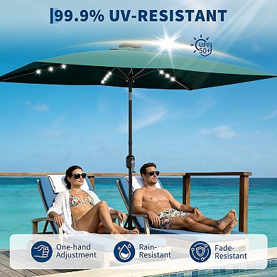 Outdoor Patio Umbrella with Crank & Push-Button Tilt, 6 Durable Ribs, for Garden, Deck, Pool, Lawn