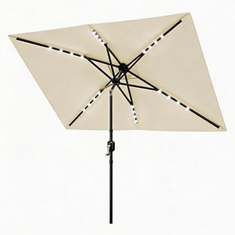 Outdoor Patio Umbrella with Crank & Push-Button Tilt, 6 Durable Ribs, for Garden, Deck, Pool, Lawn