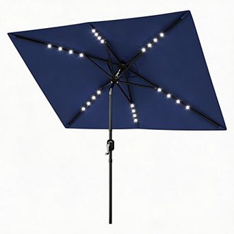Outdoor Patio Umbrella with Crank & Push-Button Tilt, 6 Durable Ribs, for Garden, Deck, Pool, Lawn