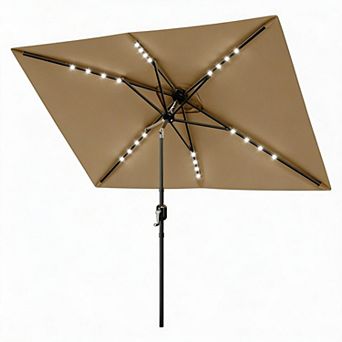 Outdoor Patio Umbrella with Crank & Push-Button Tilt, 6 Durable Ribs, for Garden, Deck, Pool, Lawn