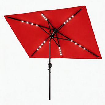 Outdoor Patio Umbrella with Crank & Push-Button Tilt, 6 Durable Ribs, for Garden, Deck, Pool, Lawn