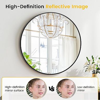 Bathroom Mirror for Wall，Black Metal Framed Matte Bathroom Vanity Mirror