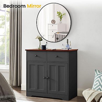 Bathroom Mirror for Wall，Black Metal Framed Matte Bathroom Vanity Mirror