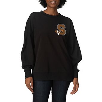 Women's Peanut Snoopy Collegiate Football Oversized Fleece Crew Sweatshirt