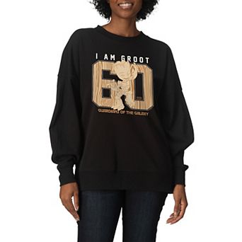 Women's Marvel Guardians Of The Galaxy I Am Groot Oversized Fleece Crew Sweatshirt