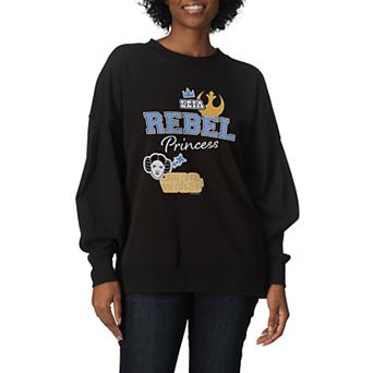 Women's Star Wars Princess Leia Rebel Oversized Fleece Crew Sweatshirt
