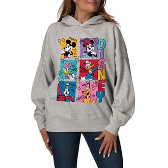 Women's Disney's Mickey & Friends Yearbook Photos Oversized Fleece Hoodie Sweatshirt