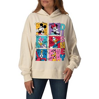 Women's Disney's Mickey & Friends Yearbook Photos Oversized Fleece Hoodie Sweatshirt
