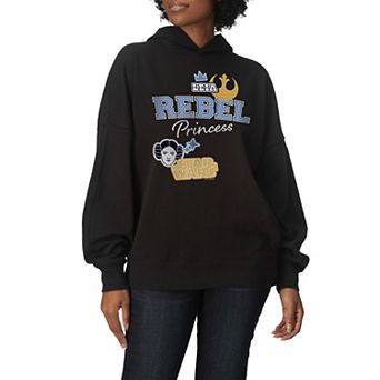 Women's Star Wars Princess Leia Rebel Patches Oversized Fleece Hoodie Sweatshirt