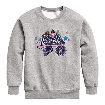 Girls 7-16 Barbie Collegiate Patches Crew Fleece Sweatshirt
