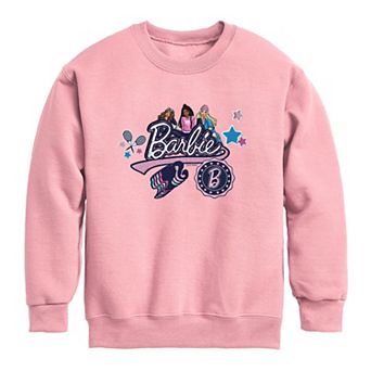 Girls 7-16 Barbie Collegiate Patches Crew Fleece Sweatshirt