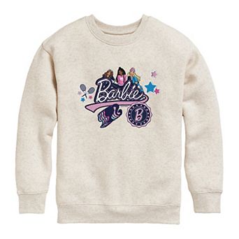 Girls 7-16 Barbie Collegiate Patches Crew Fleece Sweatshirt