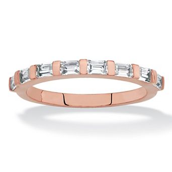 .80 ct w. Rose Gold-Plated Baguette-Cut Cubic Zirconia Channel-Set Stack Ring