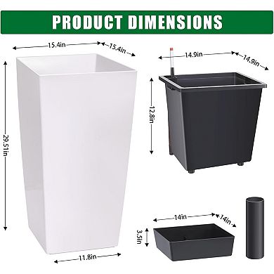 2 Pack 30" Tall Planters, Black Outdoor & Indoor Planter Pots with Drainage Holes