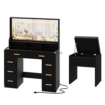 Vanity Desk with Mirror, Makeup Vanity Desk for Bedroom with Chair for Bedroom, Bathroom