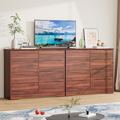 Wooden Dresser with 8 Drawers, Tall Modern Closet with Deep Storage