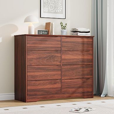 Wooden Dresser with 8 Drawers, Tall Modern Closet with Deep Storage