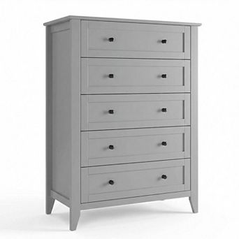 5 Drawer Dresser for Bedroom, Tall Dresser with Deep Drawers & Metal Knobs