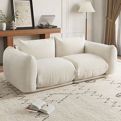 Chenille Fabric Modular Love Seat Sofa, Cloud Couch, Boneless Design for Apartments Living Rooms