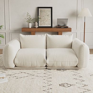 Chenille Fabric Modular Love Seat Sofa, Cloud Couch, Boneless Design for Apartments Living Rooms