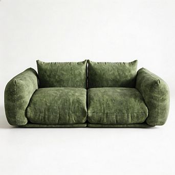 Chenille Fabric Modular Love Seat Sofa, Cloud Couch, Boneless Design for Apartments Living Rooms