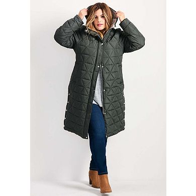 Avenue Women's Plus Size Quinn Longline Puffer Jacket